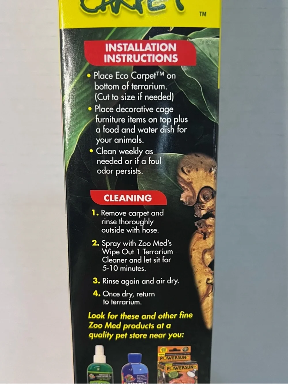 Zoo Med Eco Carpet Green Reptile Terrarium Carpet 29 gal, 12in x 30in New In Box